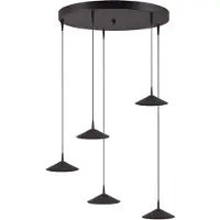 Masterlight 5-lichts hanglamp Ceppo zwart Ø 18cm rond