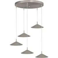 Masterlight 5-lichts hanglamp Ceppo nikkel Ø 22cm rond