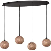 Masterlight 4-lichts hanglamp Corda ovaal rotan Ø 20cm