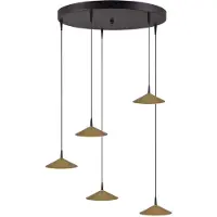 Masterlight 5-lichts hanglamp Ceppo zwart met goud Ø 18cm rond