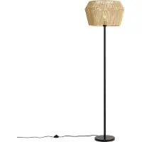 QAZQA Vloerlamp zwart met beige papieren kap 50/50/30 - Simplo