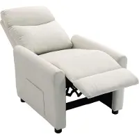 HOMCOM Relaxfauteuil, tv-stoel met ligfunctie, crème kleurig, inclusief voetsteun