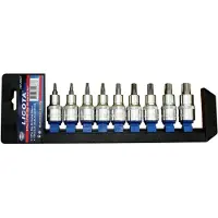 Boni-Shop® Robuuste 9-delige zeskant Doppenset T20-T60 van Chroom-Vanadiumstaal met 1/2 Inch Opname en ca. 55 mm Lengte voor Precisie en Duurzame Industrie Toepassingen