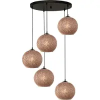 Masterlight 5-lichts hanglamp Corda rotan Ø 20cm rond