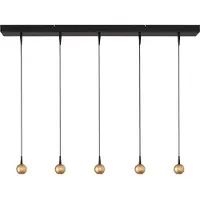 Masterlight 5-lichts hanglamp Talana zwart met goud Ø 6cm DTW