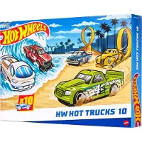 Hot Wheels Toy Trucks 10-Pack Set of 10 Die-Cast 1:64 Scale Utility Racing & Other Pickup Trucks or Vans Modern & Retro Models (Styles May Vary)