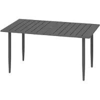 Outsunny tuintafel, 150x90 cm, balkon tafel van staal, balkon tafel met parasolgat