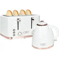HOMCOM Waterkoker en Broodrooster Set Kunststof, Staal 24,1L x 19,5B x 23,2H cm Crèmewit
