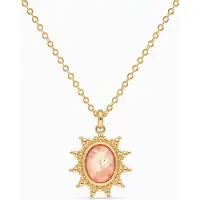 Deja Jewels Goudkleurige Dames Ketting met Ronde Roze Zonhanger