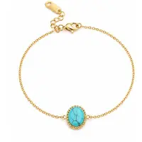 Deja Jewels Goudkleurige Verstelbare Damesarmband met Ovale Turquoise Steen