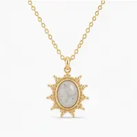 Deja Jewels Goudkleurige Dames Ketting met Ronde Witte Zonhanger