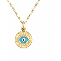 Deja Jewels Goudkleurige Dames Ketting met Blauw Oogmedaillon