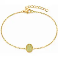 Deja Jewels Goudkleurige Verstelbare Damesarmband met Ovale Groene Steen