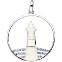 MOOYE ® - Collectie Zilveren Vuurtoren aan zee in ring met blauwe kristallen groot