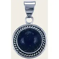 MOOYE ® - Collectie Zilveren Lapis lazuli edelsteen rond met kabelrand kettinghanger