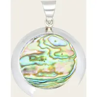 MOOYE ® - Collectie Zilveren Abalone fragment schelp rond groot kettinghanger