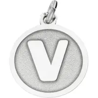 MOOYE ® - Collectie Zilveren Letter V rond mat en glans kettinghanger