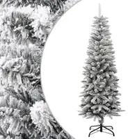 vidaXL - Kunstkerstboom - met - sneeuw - smal - 150 - cm - PVC - en - PE