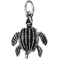 MOOYE ® - Collectie Zilveren Lederschildpad bewegend ketting hanger