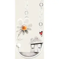 MOOYE ® - Collectie Zilveren Huis met madelief Margriet met hartje en jasseron ketting 55 cm kettinghanger
