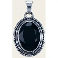 MOOYE ® - Collectie Zilveren Onyx zwart edelsteen ovaal facet geslepen kettinghanger