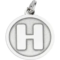 MOOYE ® - Collectie Zilveren Letter H rond mat en glans kettinghanger