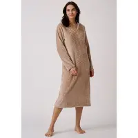 Damart - Thermolactyl nachthemd van tricot met reliëf - Dames - Beige - 54-56 (XXL)