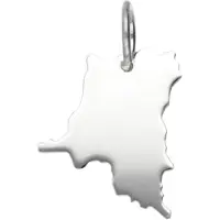 MOOYE ® - Collectie Zilveren Landkaart Congo Kinshasa ketting hanger