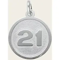 MOOYE ® - Collectie Zilveren cijfer 21 rond mat-glans kettinghanger