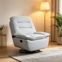 STILVORA Fauteuil 95 Cm - Handmatig Verstelbaar Met Voetsteun En 360 Graden Draaifunctie - Voor Woonkamer En Studeerkamer - Stof Lichtblauw