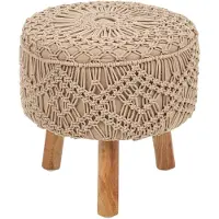 Beliani MANZAI - Hocker - Donkerbeige - 40 x 40 cm - Katoen