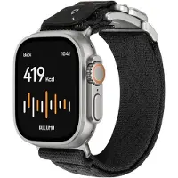 Aulumu Magnetisch Apple Watch Bandje 49/46/45/44/42MM Structuur Titanium Zwart