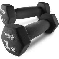 Trex Sport TX-010VD – Dumbells – Fitness Gewichten Set – Vinyl Coating – Zeshoekige Halters – Voor Thuisgym & Aerobics – 2 x 1 kg – Totaal 2 kg