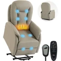 HOMCOM - Multifunctionele elektrische relaxfauteuil - PU, staal - 70 x 92 x 108 cm - Lichtgrijs