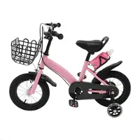 Happiq Kinderfiets met Zijwieltjes - Met Fleshouder en Mand - voor kinderen 2-5 jaar - Roze - Lichtgroen