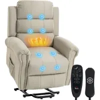 HOMCOM Multifunctionele elektrische relaxfauteuil - Linnen (100% polyester) - 87x87,5x108cm - Beige