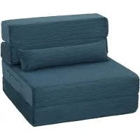 HOMCOM - Vloerstoel - Fluweel met koordrand (100% polyester) - 70 x 190 x 12,5 cm - Blauw