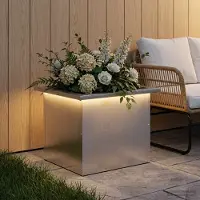vidaXL Tuinplantenbak met led zilver 30 x 40 x 30 cm Roestvrij staal