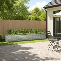 vidaXL Verhoogde Tuinbak Zilverkleurig 400 x 40 x 55 cm gegalvaniseerd