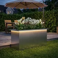 vidaXL Tuinplantenbak met led zilver 40 x 80 x 40 cm