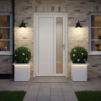 vidaXL Tuinplantenbak met led 2 st Wit 30 x 30 x 30 cm Staal