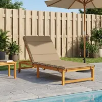 vidaXL Ligstoel Kussen GEMERT 100% Polyester Taupe 200 x 70 x 3 cm