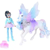 Unicorn Academy Layla & Glacier met vleugelmagie, beweegbare pop van 11,4 cm en eenhoorn met vleugels van 12,7 cm, 4 accessoires, poppen en eenhoornspeelgoed, verjaardagscadeaus