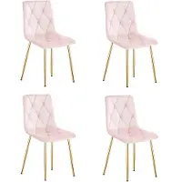 Leobert Chaise - - Libra - Lichtroze fluweel / Houten poten - 45 x 54 x 86,5 cm - Set van 4