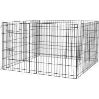 PawHut Puppyren, 76 cm hoog, 8-delig, zelfbouwsysteem voor een puppyren met slot, van metaal
