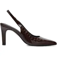 Manfield Bruine croco lakleren slingbacks | Maat 39