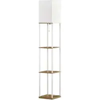 HOMCOM Vloerlamp, staande lamp met 3 vakken, E27 fitting, wit, exclusief lamp