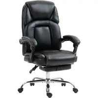 HOMCOM -bureaustoel-PU-66 x 65 x 110-118 cm-Zwart