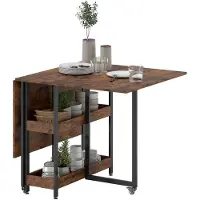 HOMCOM Folding Dining Table-Spanplatte, Metall-133,4L x 80B x 75H cm-Rustikal-Braun