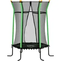 HOMCOM -Kinder Trampoline-Stahl, Kunststoff-Ø163,5 x H190 cm-Grün
